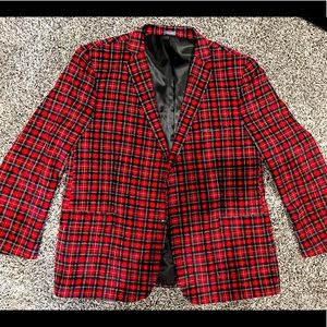 Mens 2X red plaid Blazer